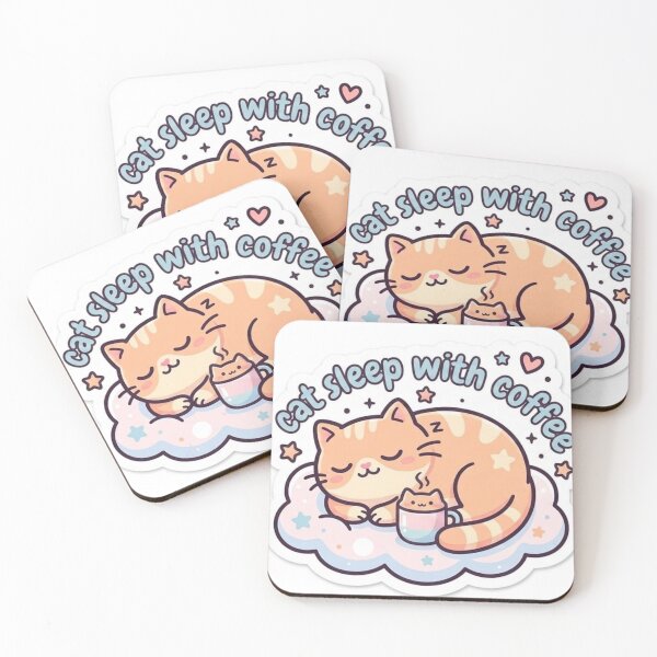 Item preview, Lazy Coffee Cat: Cute Sleepy Kitten on Pastel Cloud designed and sold by juman..