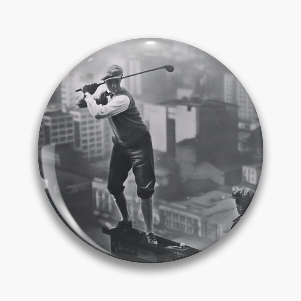 Item preview, Golf atop a skyscraper, 1932 vintage golfer and caddy on a steel girder high above New York City black and white photograph poster art print designed and sold by Astrid Arkhangelsky.