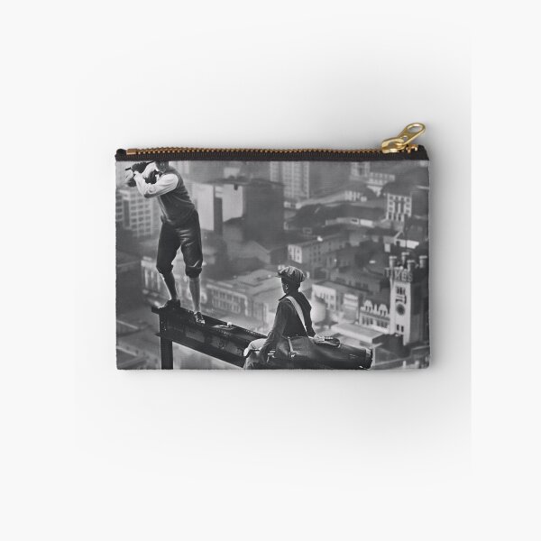 Item preview, Golf atop a skyscraper, 1932 vintage golfer and caddy on a steel girder high above New York City black and white photograph poster art print designed and sold by Astrid Arkhangelsky.