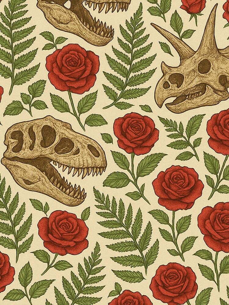 Thumbnail 4 of 4, iPhone Case, Pattern for Dino Skulls and Roses designed and sold by RGreen101.