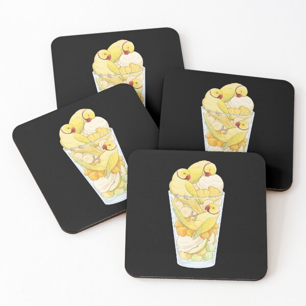 Item preview, Funny Yellow Ringneck Parrots in Ice Cream Dessert designed and sold by DoodleTortle.