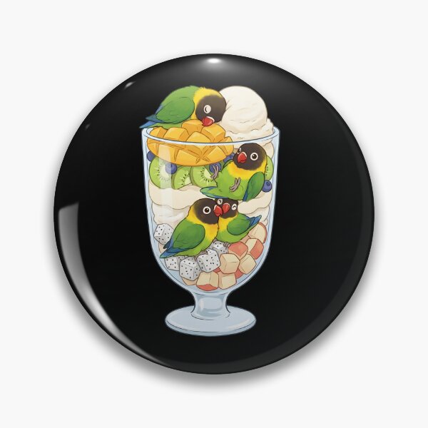 Item preview, Funny Yellow-collared Lovebird Parrots in Ice Cream Dessert designed and sold by DoodleTortle.