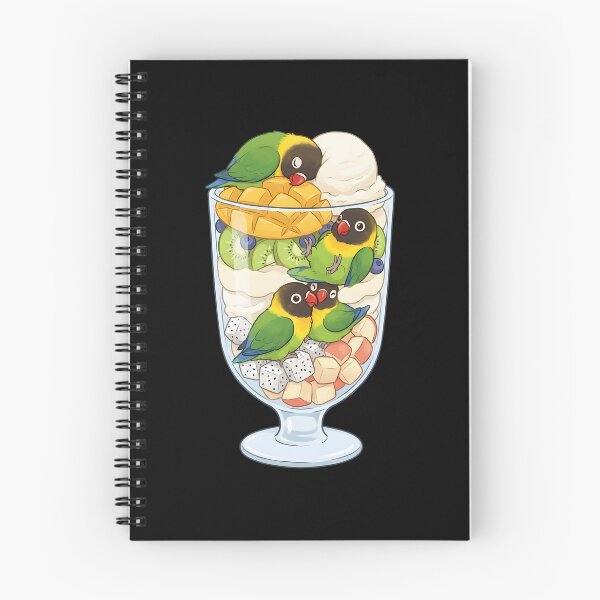 Item preview, Funny Yellow-collared Lovebird Parrots in Ice Cream Dessert designed and sold by DoodleTortle.