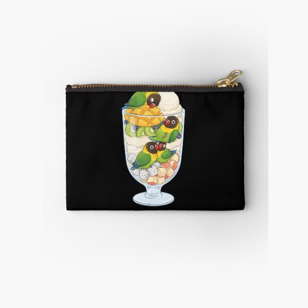 Item preview, Funny Yellow-collared Lovebird Parrots in Ice Cream Dessert designed and sold by DoodleTortle.
