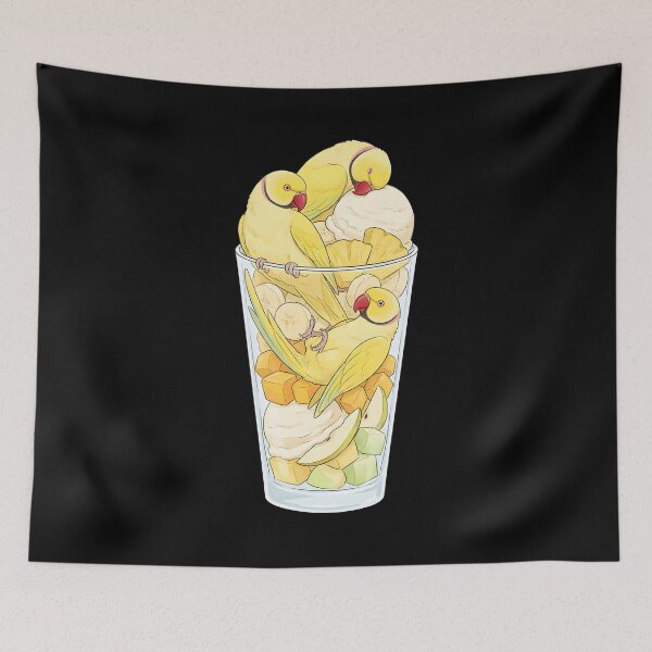 Item preview, Funny Yellow Ringneck Parrots in Ice Cream Dessert designed and sold by DoodleTortle.
