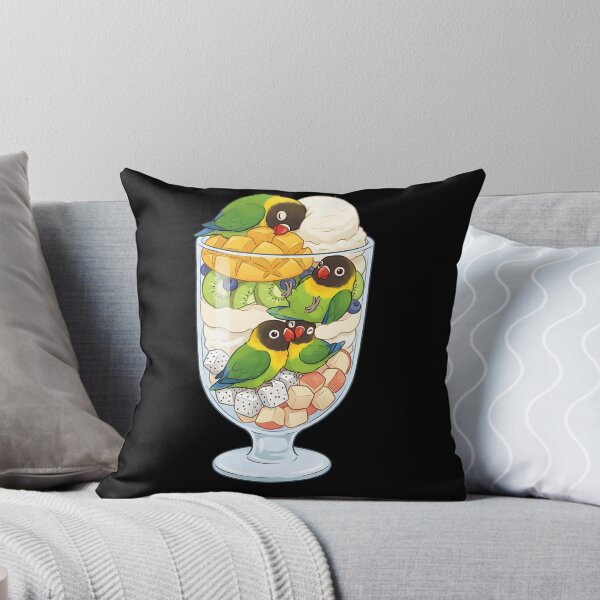Item preview, Funny Yellow-collared Lovebird Parrots in Ice Cream Dessert designed and sold by DoodleTortle.