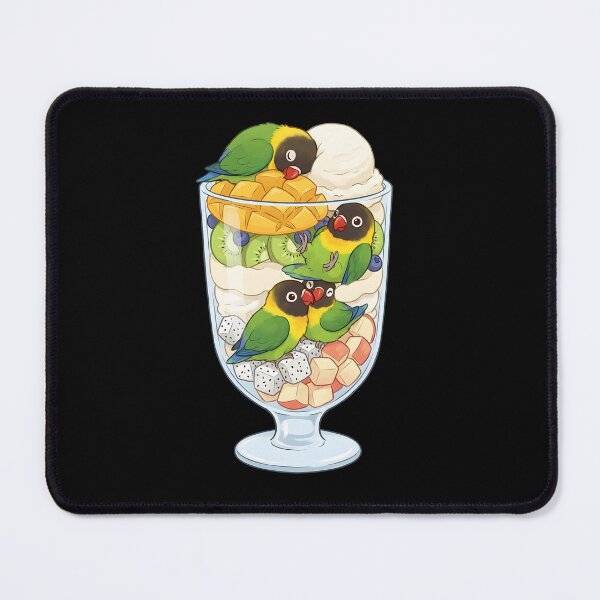 Item preview, Funny Yellow-collared Lovebird Parrots in Ice Cream Dessert designed and sold by DoodleTortle.