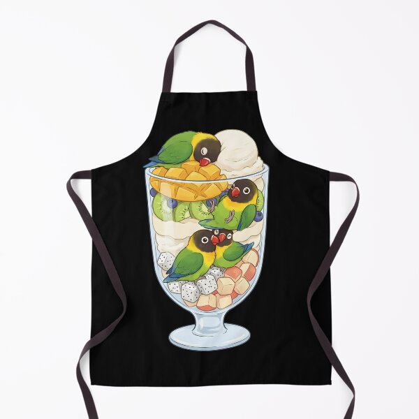 Item preview, Funny Yellow-collared Lovebird Parrots in Ice Cream Dessert designed and sold by DoodleTortle.