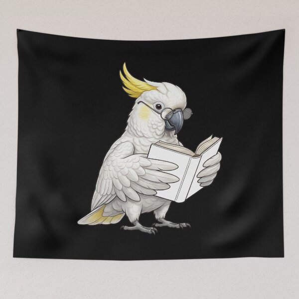 Item preview, Funny Sulphur-crested Cockatoo Parrots Reading Book Bird Lover designed and sold by TerryConnells.