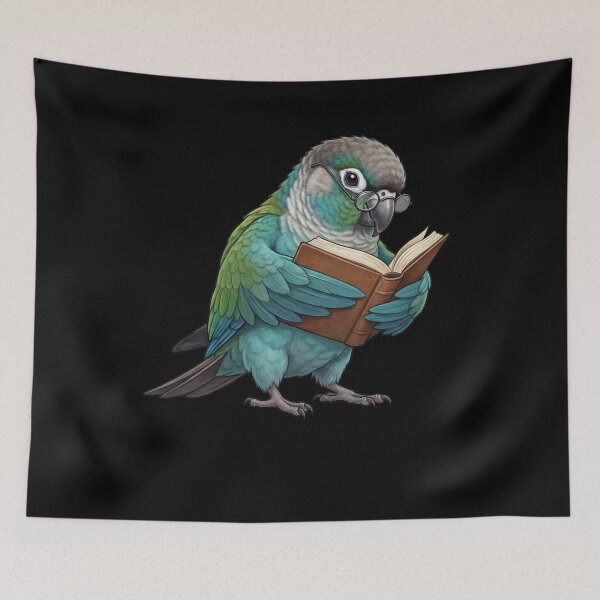 Item preview, Funny Turquoise Green Cheeked Conure Parrots Reading Book Bird Lover designed and sold by TerryConnells.