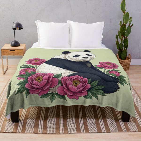 Item preview, Vintage Giant Panda and Pink Peony Botanical Art designed and sold by BirdsnStuff.