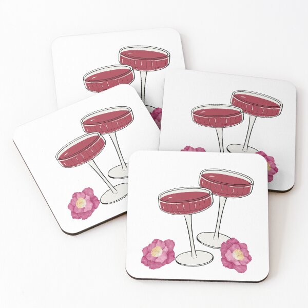Item preview, Two Elegant Red Cocktails with Pink Camellias designed and sold by Theselinara.