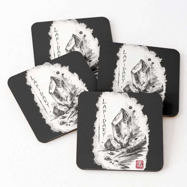 Item preview, Lapidary Sumi-e Ink Art — Crystal & Gemstone Cutting Tools Minimal Japanese Style designed and sold by EuropeanPrints.