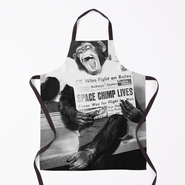 Item preview, Vintage astronaut space chimp lives funny black and white photograph poster art print designed and sold by Astrid Arkhangelsky.