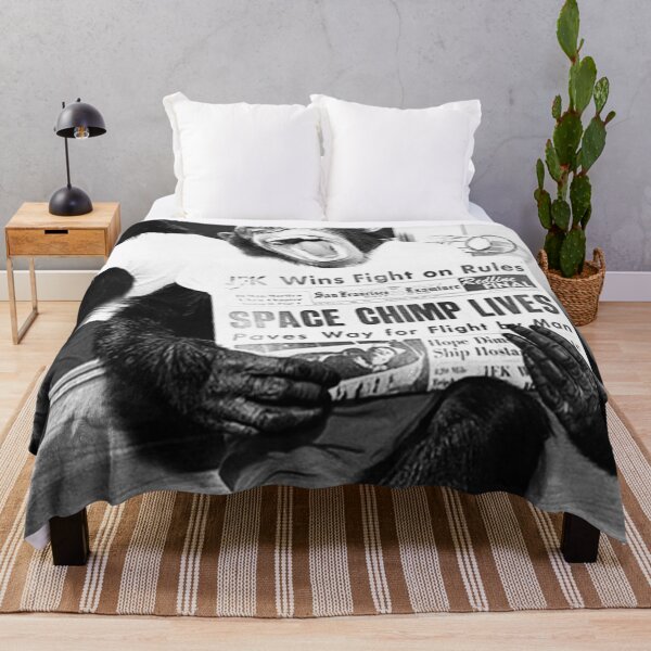Item preview, Vintage astronaut space chimp lives funny black and white photograph poster art print designed and sold by Astrid Arkhangelsky.
