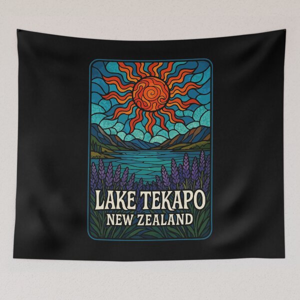 Item preview, Lake Tekapo New Zealand Stained Glass Art designed and sold by TomFrontierArt.