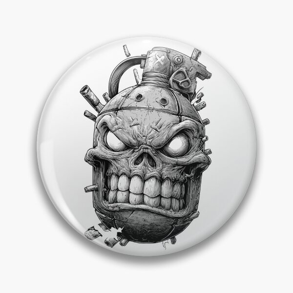 Item preview, Black and white grenade illustration designed and sold by robyeyedropy.
