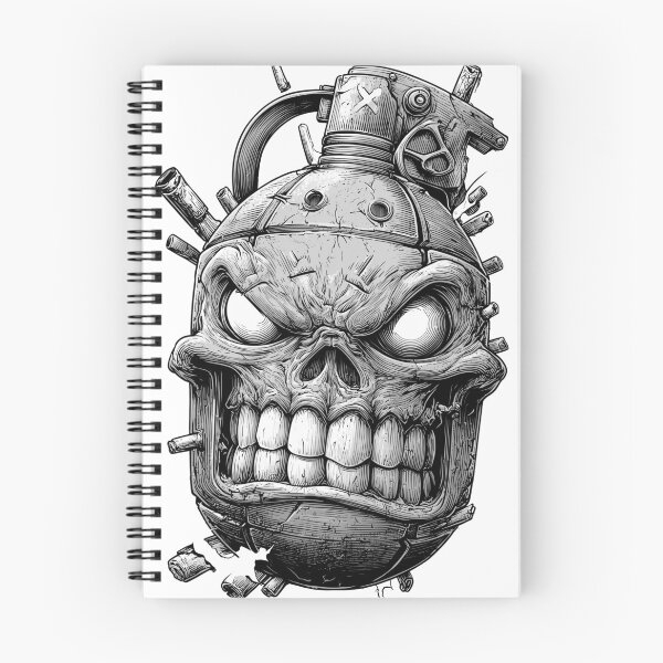 Item preview, Black and white grenade illustration designed and sold by robyeyedropy.