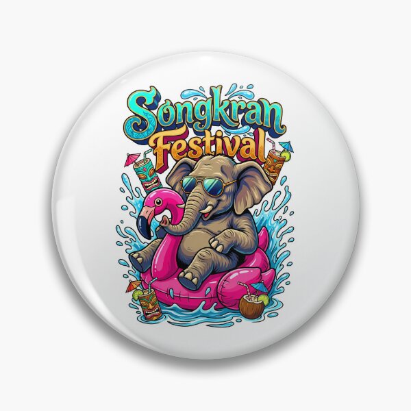 Item preview, Elephant Relaxing In Inflatable Pool Summer Songkran Festival Art designed and sold by Tong4130.