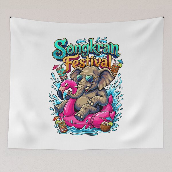 Item preview, Elephant Relaxing In Inflatable Pool Summer Songkran Festival Art designed and sold by Tong4130.