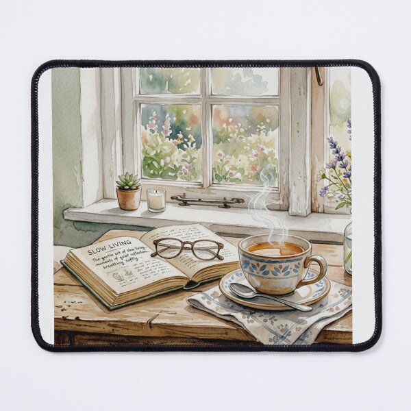 Item preview, Cozy Tea Time by the Window – Watercolor Slow Living Illustration designed and sold by MaisonMaria.