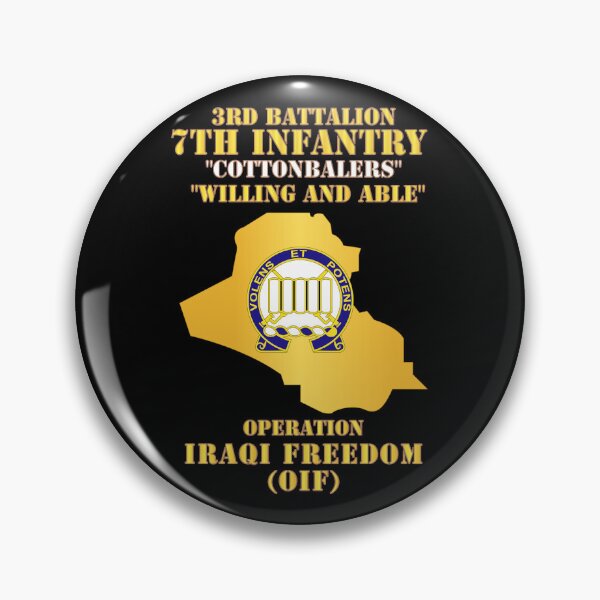 Item preview, Army - 3rd Bn 7th Infantry Regt - Cottonbailers - WIlling and Able - OIF w Map X 300 designed and sold by Military Insignia Products.