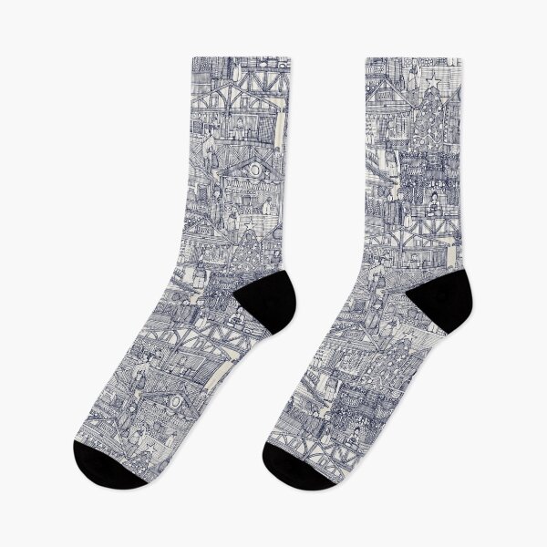 Item preview, Christmas market toile blue designed and sold by scrummy.