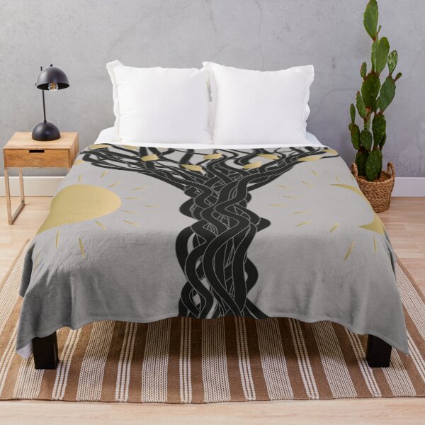 Item preview, Twisted Tree with Sun and Moon – Gold Metal Gradient Nature Design designed and sold by ZorianArt.