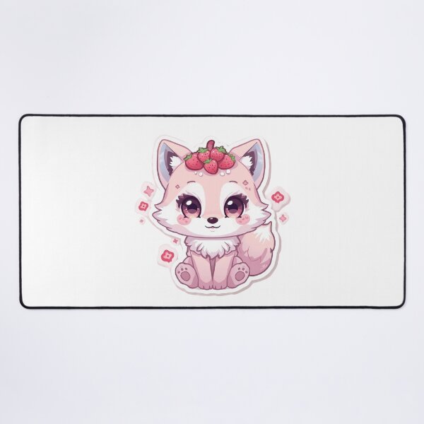 Item preview, Cute Strawberry Fox Kawaii Animal – Pastel Pink Berry Fox Cartoon designed and sold by Kavya Art.