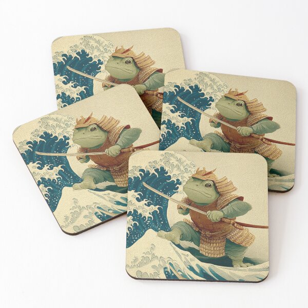 Item preview, Samurai Frog Surfing The Great Wave - Funny Japanese Ukiyo-e Frog Art designed and sold by De Aqui y de Alla Studio.