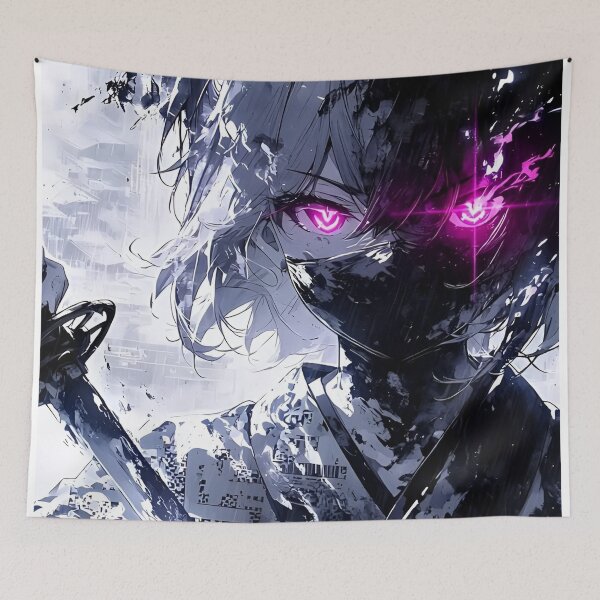 Item preview, Shadow Cyber Ninja with Neon Purple Eyes – Dark Anime Warrior Aesthetic designed and sold by Dyan4.