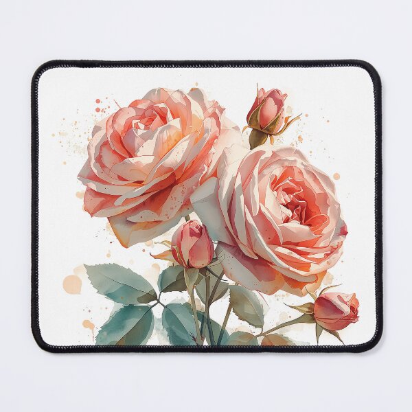 Item preview, Three beautiful peach watercolor roses bloom against a black background. designed and sold by phuvt.