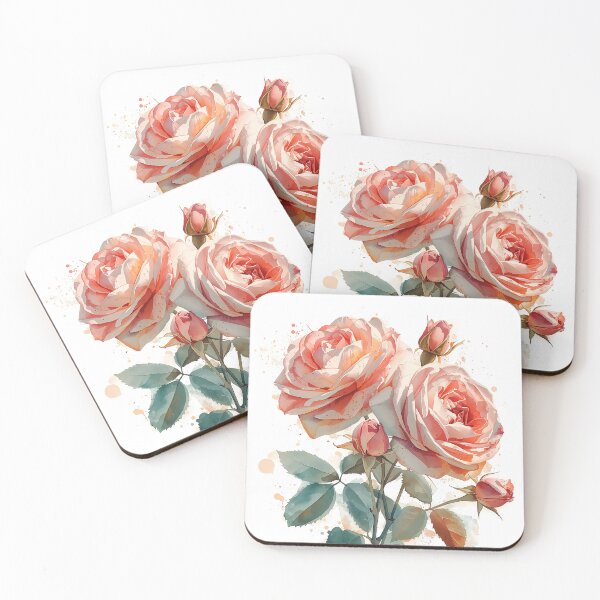 Item preview, Three beautiful peach watercolor roses bloom against a black background. designed and sold by phuvt.