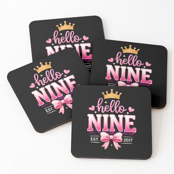 Item preview, “Hello Nine 9th Birthday Girl – Cute Princess Bow Birthday Design” designed and sold by bilal sibgui.