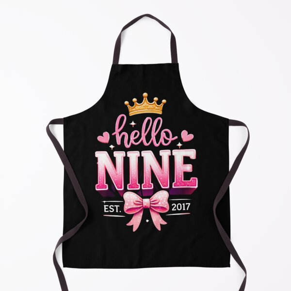 Item preview, “Hello Nine 9th Birthday Girl – Cute Princess Bow Birthday Design” designed and sold by bilal sibgui.