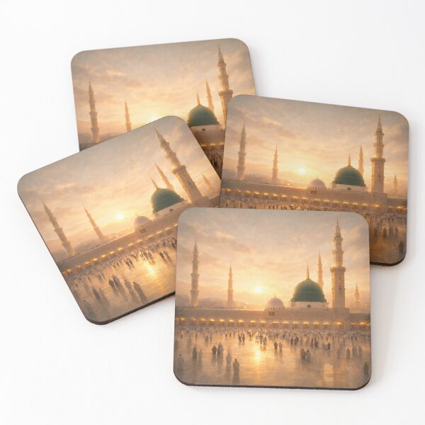 Item preview, Prophet's Mosque Medina Sunset Art – Al Masjid An Nabawi Islamic Spiritual Illustration designed and sold by Noor Gallery.