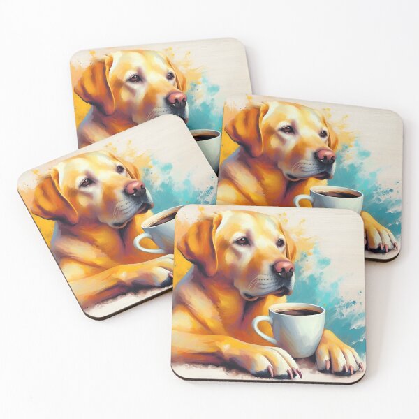 Item preview, Yellow Labrador Retriever Drinking Coffee designed and sold by The Coffee Critters.