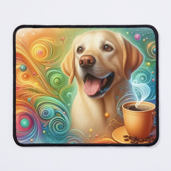 Item preview, Happy Yellow Labrador Retriever Drinking Coffee designed and sold by The Coffee Critters.