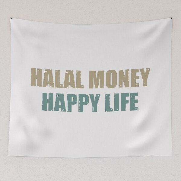 Item preview, Halal Money Happy Life Modern Minimalist Islamic Typography Art designed and sold by Miniature Store.