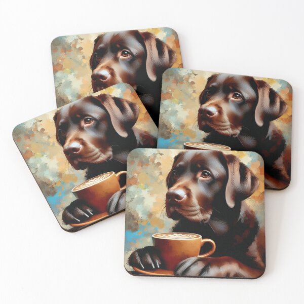 Item preview, Chocolate Labrador Retriever Drinking Coffee designed and sold by The Coffee Critters.