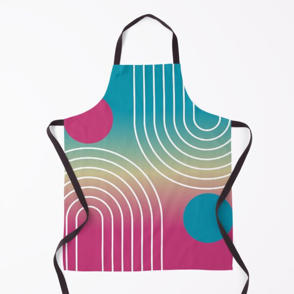 Artikelvorschau, Geometrisches Regenbogen- und Sonnenmotiv im Stil der Mid-Century-Moderne – Farbverlauf in Türkis und Rosa entworfen und verkauft von nineFlorals.