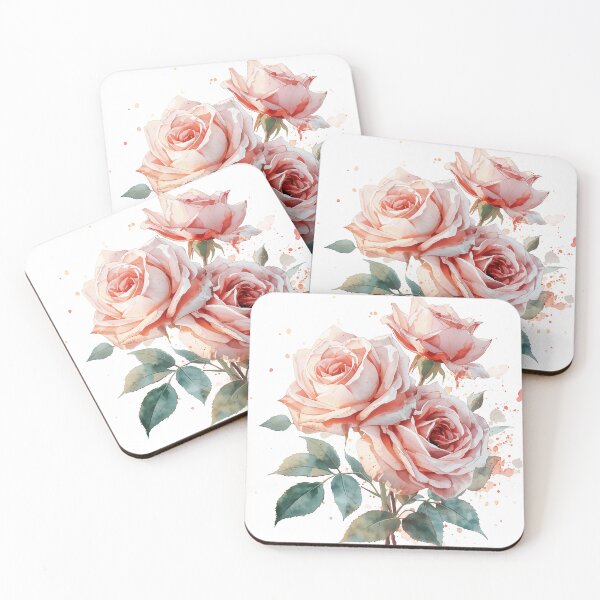 Item preview, Creative watercolor splashes surround the elegant pink rose bouquet beautifully. designed and sold by phuvt.