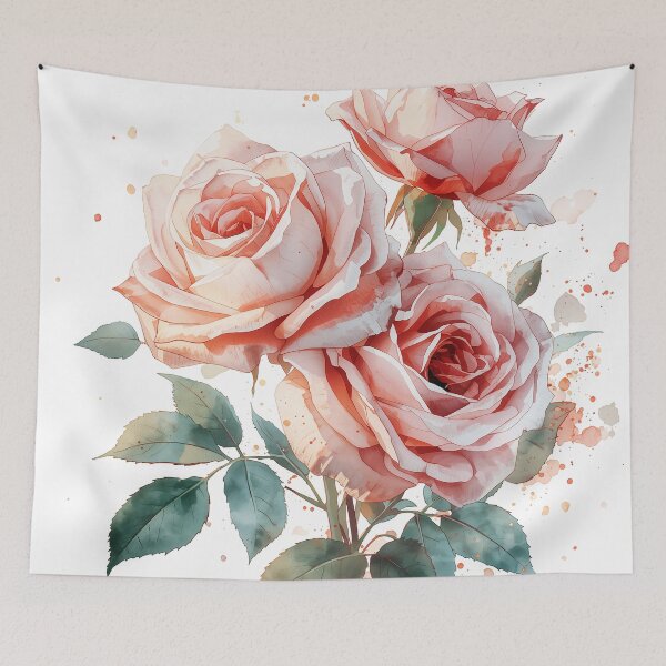 Item preview, Creative watercolor splashes surround the elegant pink rose bouquet beautifully. designed and sold by phuvt.