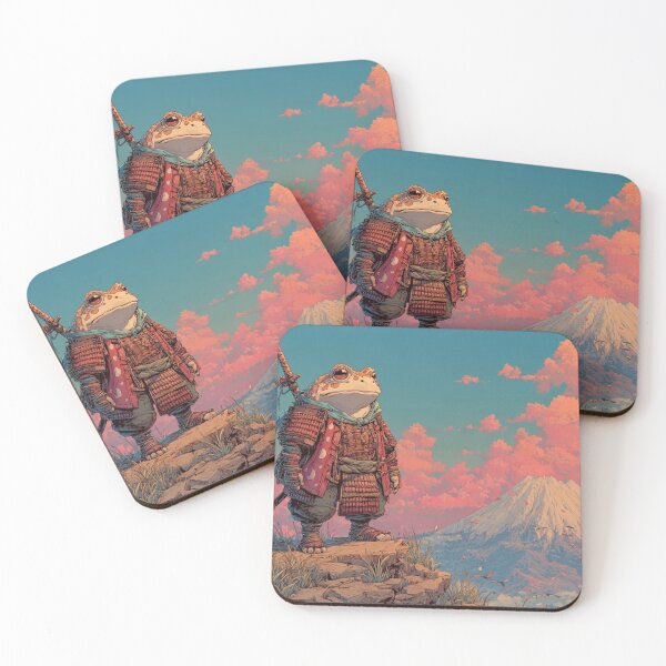 Artikelvorschau, Samurai-Frosch am Berg Fuji - Niedliche japanische Ukiyo-e Kaeru-Kunst entworfen und verkauft von De Aqui y de Alla Studio.