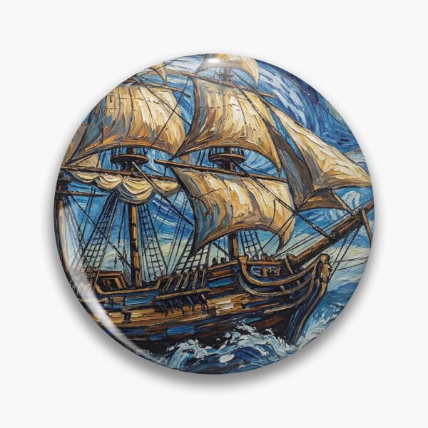 Item preview, Starry Night Sailing Ship - Van Gogh Style Nautical Art designed and sold by RosetteArtists.