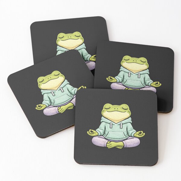 Item preview, Yoga Frog Meditation – Cute Kawaii Zen Frog Embroidered Patch Style designed and sold by ColorSplash123.