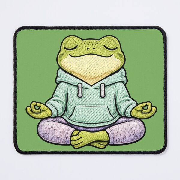 Item preview, Yoga Frog Meditation – Cute Kawaii Zen Frog Embroidered Patch Style designed and sold by ColorSplash123.