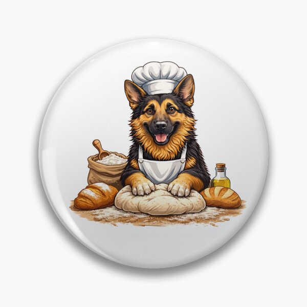 Item preview, German Shepherd Bread Baker – Cute Dog Making Fresh Bread designed and sold by Zampettalibera.