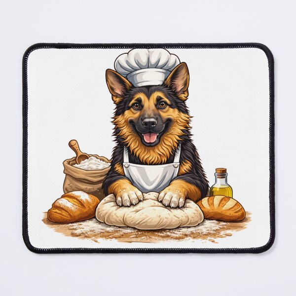 Item preview, German Shepherd Bread Baker – Cute Dog Making Fresh Bread designed and sold by Zampettalibera.