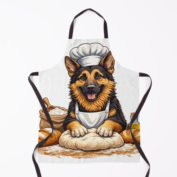 Item preview, German Shepherd Bread Baker – Cute Dog Making Fresh Bread designed and sold by Zampettalibera.